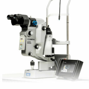 A.R.C. Cobra SLT YAG von A.R.C., kompakter Kombi-Laser für SLT und Nd:YAG-Anwendungen am vorderen Augenabschnitt, Tischgerät