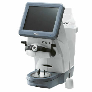 Nidek ICE-1 Block- und Formbearbeitungsgerät mit Touch-Display und manueller kardanischer Glasfixierung für Linsenwerkstätten
