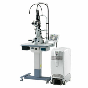 Nidek MC-500 Multi Multicolor-Retinallaser von Nidek mit Spaltlampe, Touch-Konsole und fahrbarer Laserstation