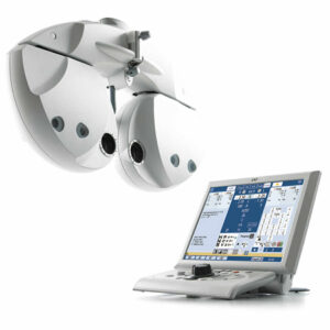 Nidek RT-6100 automatischer Smart-Phoropter mit großem Display zur Nah- und Fernrefraktion in Praxisumgebung